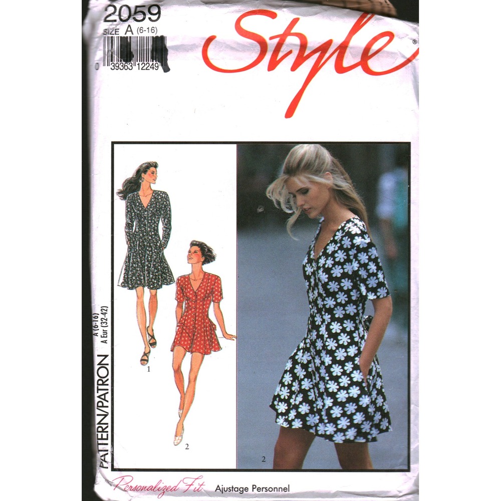 Vintage Style 2059 Sewing Pattern Misses Jumpsuit Dress V-Neck Size 6-16 90s